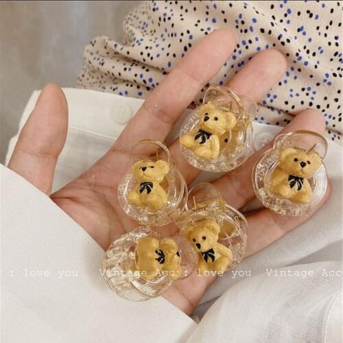 HOT Korean Kawaii Bear Hair Clip Claw Clamp for Women Girls Kids Hairpin Crab Headband Hair Washface Accessories Headwear Ins