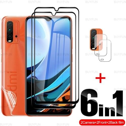 6in1 Black edge glass For Xiaomi Redmi 9T Back Hydrogel Soft Film and camera safety film for redmi9t redmy 9 redme9 9a 9c 9nfc