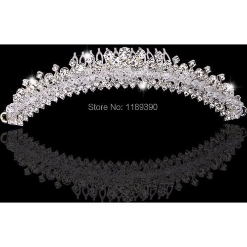 Womens Girls Beauty Pageant Crown Full Crystal Wedding Bridal Rhinestone Tiaras Headpieces tocados para boda Hair Accessories
