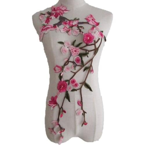 Cherry blossom branch decoration embroidery applique craft dress sewing DIY clothing supplies accessories 1 piece for sale