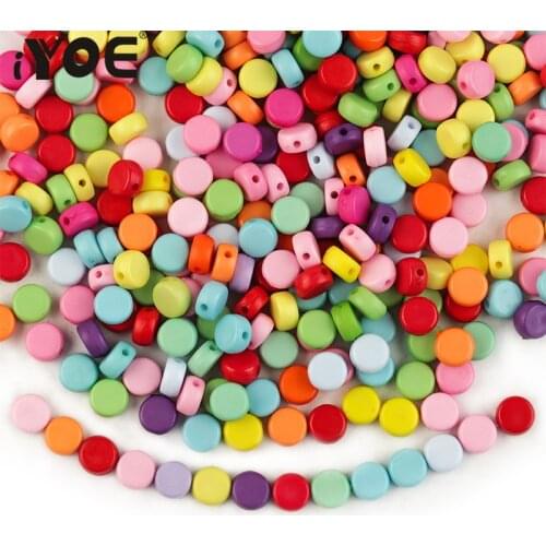 100pcs/Lot 7mm Matte Flat Round Beads Mix Acrylic Loose Spacer Jewelry Beads for Making Bracelet Necklace Earring