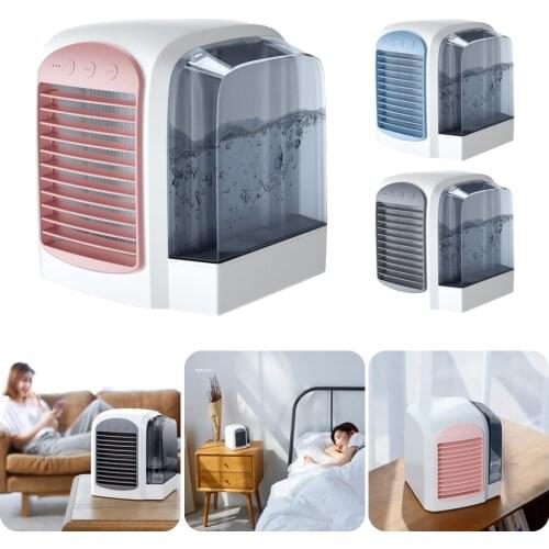 380 ml Summer Air Cooler Fan Mini Desktop Air Conditioner with LED Night Light Mini USB Water Cooling Fan Humidifier Purifier
