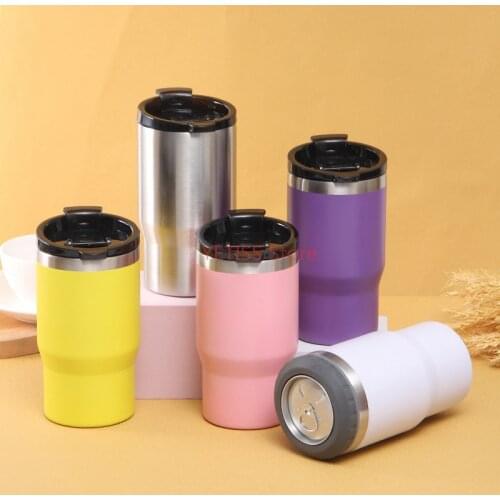 4-in-1 Cold Bottle Can Cooler 14oz Double Wall Vacuum Insulated Skinny Cans Beer Holder Drink Cooler With Two lids