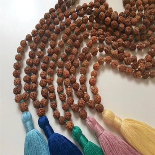 5pcs 8MM 108 Rudraksha Tassel Necklace Unisex Fancy mala Wristband energy Reiki natural Veins Chakas Healing Bless spirituality