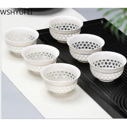 6pcs\lot Chinese ceramic small tea cup Tea set small tea cup Travel portable tea set Office household drinking utensils WSHYUFEI