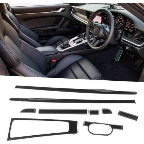 9pcs Interior Trims Kit Headlamp Switch Gear Shift Panel Decor Replacement for 718 982 2016 2017 2018 2019 2020 2021 RHD