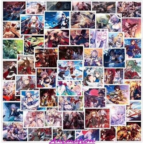 B 52Pcs AZUR LANE Anime Classic Sexy Girl Sticker For Laptop Car Motorcycle Bicycle Phone