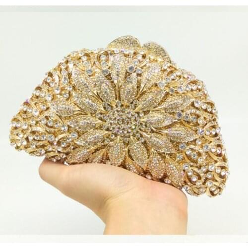 Crystal Diamond Banquet Package Bag Evening Bag Women Wallets Female Handbags Flower Designer Party Prom Bag Bridal Clutch gold
