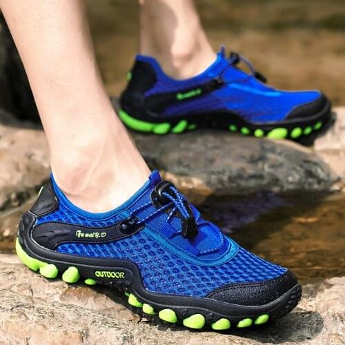 Bjakin Blue Quality Men Hiking Shoes Outdoors Climbing Non-slip Sneakers Trekking Sport Footwear Woman Cool Mountain Shoes 36-45