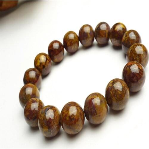 Genuine Yellow Nimibia Natural Pietersite Bracelets 13mm Women Men Powerful Stretch Crystal Round Bead Bracelet
