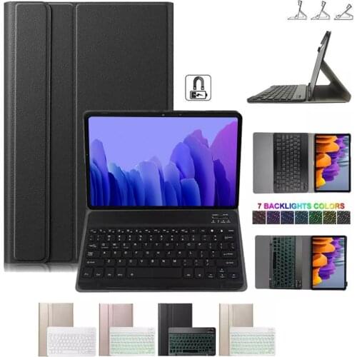 Tablet Case with Keyboard, Colorful Backlight with Bluetooth, Removable Keyboard Cover for Samsung Galaxy Tab A7 10.4 2020