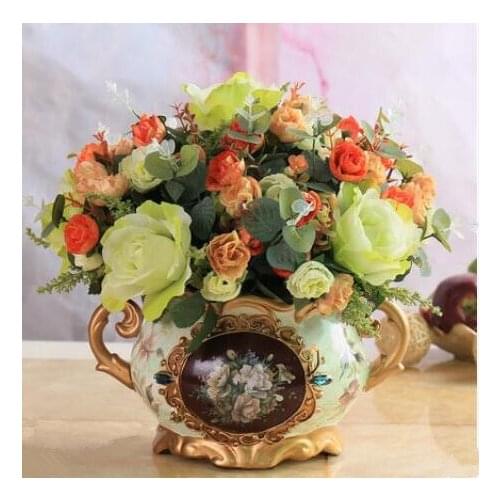 European style flower decoration, flower room, fake flower, potted plant, flower arrangement