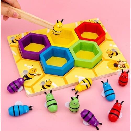 Child Cliping Beehive Games Wooden Toys Early Learning Intelligence Toys