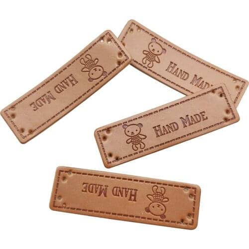 Handmade Labels With Lovely Bear For Needlework Clothing Sewing Hand Made Tags With Bear Logo For Clothes Gift Handmade Label