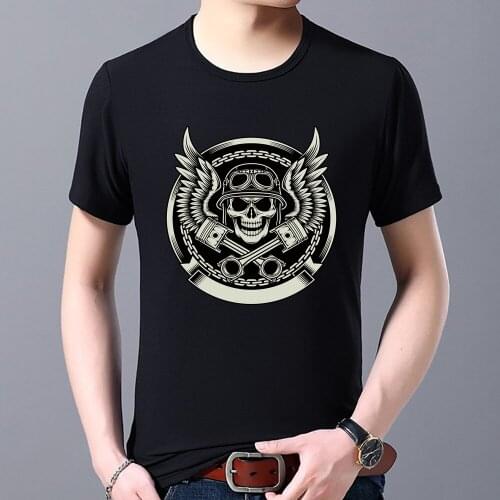 Mens Summer Street Fashion Funny Skull Print Pattern Series Top Gothic T-shirt Casual Breathable Black Basic Mans T-shirts