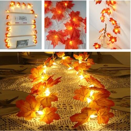 Artificial Flowers Maple Leaves Led String Light Artificial Plant Wreath Fall Decorations for Home Fake Leaf Autumn Decor Flores