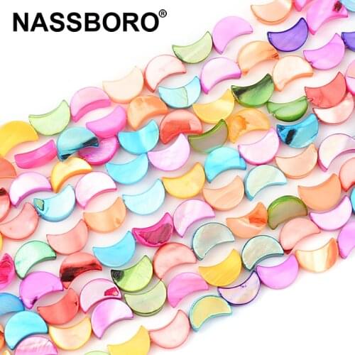 7x10mm Colorful Moon Shape Loose Shell Beads Sea Natural Stone Beads for Jewelry Making Handmade Diy Bracelet Necklace