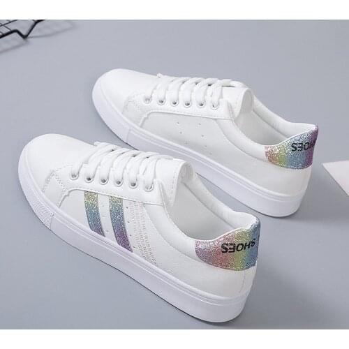 Small white shoes, flat bottom lace-up fashion comfortable shoes, trendy sports casual shoes