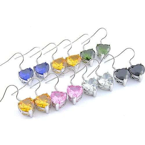 MIX 7 PCS Xmas Gifts Big Offer Oval Square Bi Colored Pink Tourmaline Gemstone Necklaces Pendants