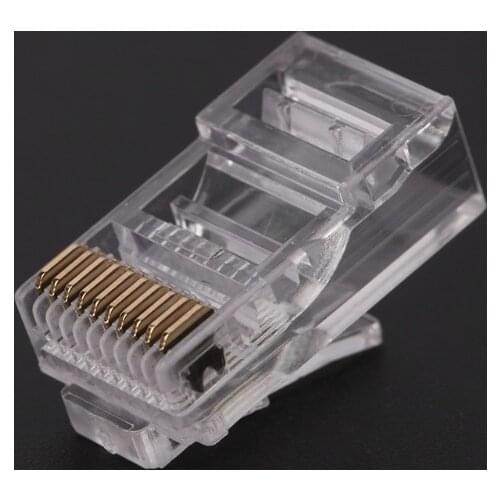 50 Pcs/Pack Stranded 10P10C Network Cable Connector RJ48 Crystal Plug Modular T3LB