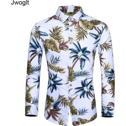 45KG-120KG Hawaiian Style Mens Long Sleeve Print Shirt Vacation Casual Palm leaves Button Shirt Comfort Tops 5XL 6XL 7XL