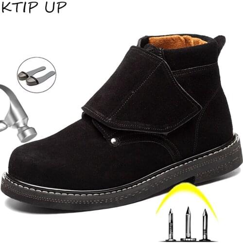 Men Safety Shoes Steel Toe shoes Anti-smashing Anti-puncture Work Shoes Men Boots Black Anti-slip Breathable Security Shoes