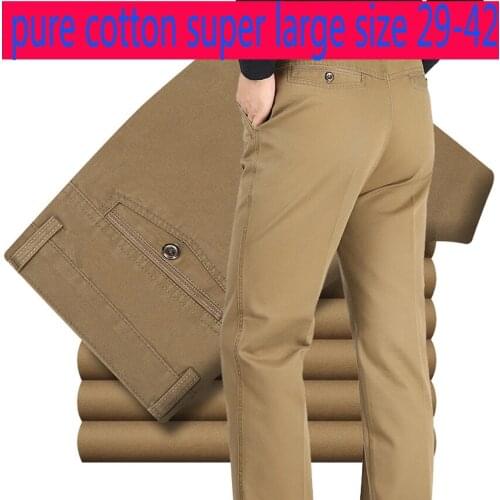 New Arrival Cotton Fashion Super Large Men Casual Autumn Thick Loose High Waist Years Pants Plus Size 29- 33 34 36 38 40 42