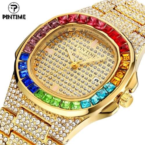 PINTIME Mens Gold Watch