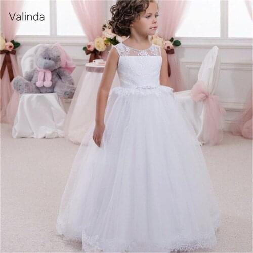 Holy First Communion Dresses Little Princess White Flower Girls Dress for Wedding Birthday Pageant Formal Gown