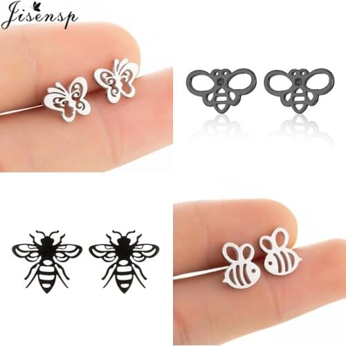 Lovely Butterfly Earings Trendy Jewelry Tiny Stainless Steel Animal Stud Earrings for Women Cute Insect Bee Earing Children Gift