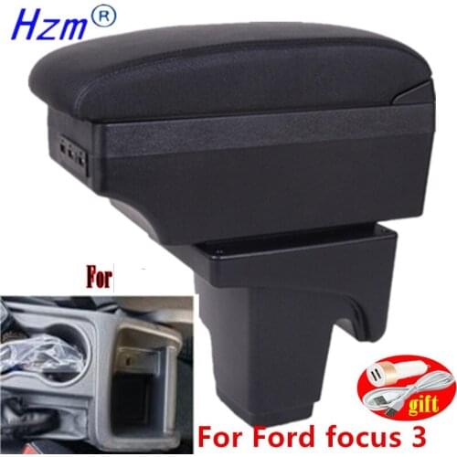 For Ford focus 3 Armrest Interior Parts special Retrofit parts For Ford Focus III Car Armrest Center Storage box with USB LED