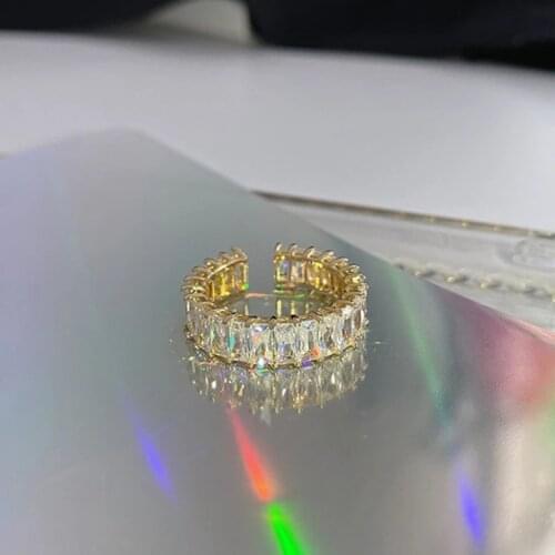 14K Gold Plated Simple Style Crystal Engagement Adjustable Rings for Women Luxury Jewelry Zircon Elegant Wedding Rings