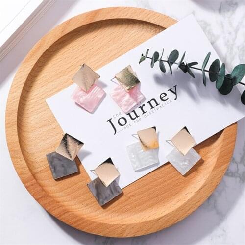 Simple Elegant Geometric Shell Square Metal Drop Earrings Statement Dangle Earrings Womens Wedding Jewelry Accessories