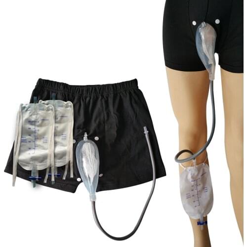 Shorts Urine Bag Reusable Male Urinal Bag Silicone Urine Funnel Pee Holder Collector with Catheter for Old Men Feminine Hygiene