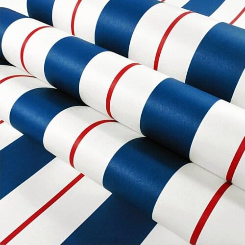 Modern Simple Dark Blue Mediterranean Stripes Wallpaper Children Boy Bedroom Backdrop Wall Eco-Friendly Non-Woven 3D Wall Paper