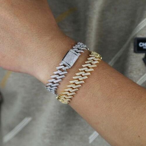 Sparking 5A CZ Cubic Zircon Rivet Spike Bracelets Bangles For Men Hip Hop Bling Necklace Iced Out Rapper Jewelry Christmas Gift