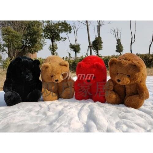 Plush Teddy Bear Cute Cartoon Bear Shape Indoor Slippers Non-Slip Mute Bedroom Office Soft Warm Winter Autumn Thick Hot Sale