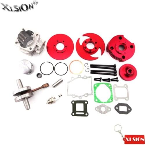 XLSION Aftermarket 3 Grooves 44mm Cylinder Assy Big Bore Kit Crankshaft Gasket Set For 47cc 49cc Mini Dirt ATV Pocket Bikes