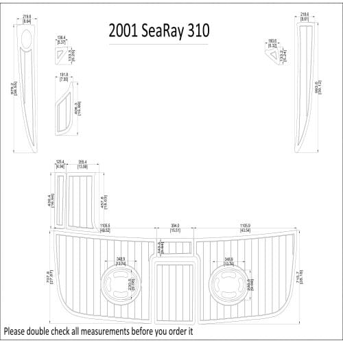2001 SeaRay 310 Swim Platform Pad Boat EVA Teak Decking 1/4" 6mm