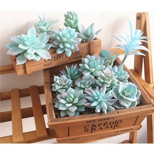 39Styles Blue Flocked Artificial Succulents Plants Home Garden Bedroom Living Room Bathroom Decoration Party Desktop Mini Bonsai