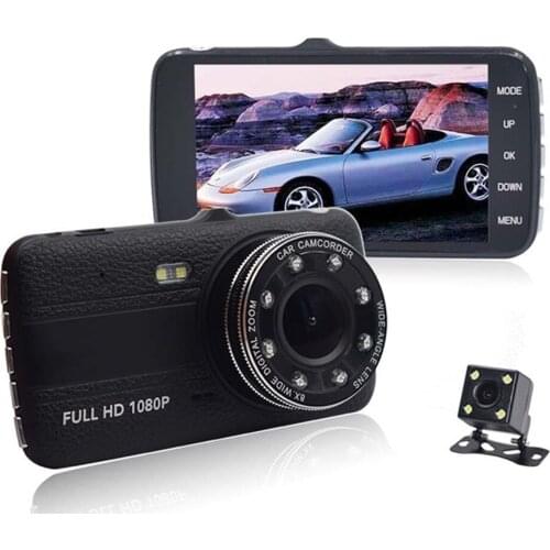 4.0" IPS Screen Car DVR Camera Dual Lens Rear view Camera Dash Camera 8 LED lights Full HD 1080P Video Recorder Dash Cam