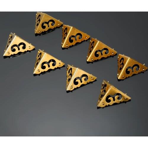 4Pcs 30mm Pure Brass Furniture Corner Brackets Jewelry Chest Wine Wooden Box Case Cabinet Corner Protectors Furniture Hardware