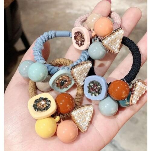 4PCS/Set Candy Color Square Triangle Hair Bands for Women Elastic Ponytail Holder Scrunchie Hairband Fashion Hair Accessories