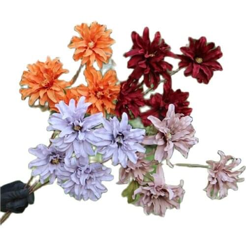 5Pcs Fake Long Stem Bletilla Striata (4 Heads/Piece) 28" Length Simulation Spring Chrysanthemum for Wedding Centerpiece