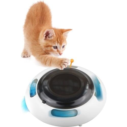 Automatic Toy Tease Cats With Feathers Interactive Cat Toy Fun Pet Turning Toy Mouse Running Along The Track Smart Teasing Cat