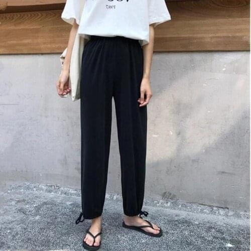 Large Size Women Pants 6XL 7XL Black Chiffon Elastic High Waist Casual Loose Wide Leg Pants With Pocket Pants Leg Tie Vestido