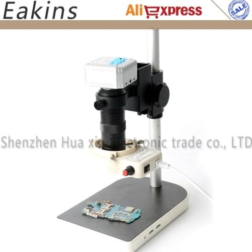 16MP HDMI USB Digital Industry Video Microscope Camera TF Card Video+100X C-mount Lens+56 LED Light+Stand