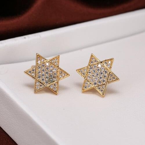 Fashion Popular Geometry Six Pointed Star Zircon Earring GIRLS Gift Party Banquet WOMENS Jewelry Earrings 2021
