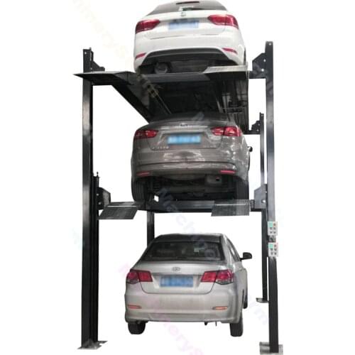 Hydraulic Car Parking Lift 4 Post Triple Stacker Lift Auto Car Parking Equipment Four Post Lift Jack with thrice Levels