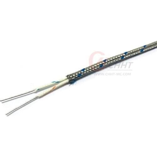 K Type 2*0.5mm KXHGAB-CH Single Strands Fiberglass Insulation Stainless Steel Shield Thermocouple Compensation Wire With Low Pri